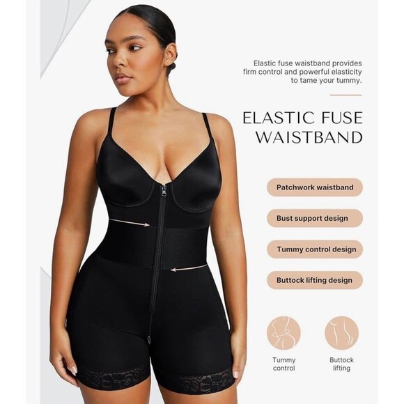 SHAPELLX Women's Bodysuit Tummy Control Bum Lifting Deep V Neck Body Shaper 6XL - Picture 3 of 11